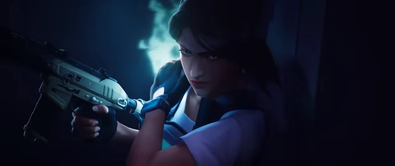 Sage holding a rifle in the official REVELATION cinematic