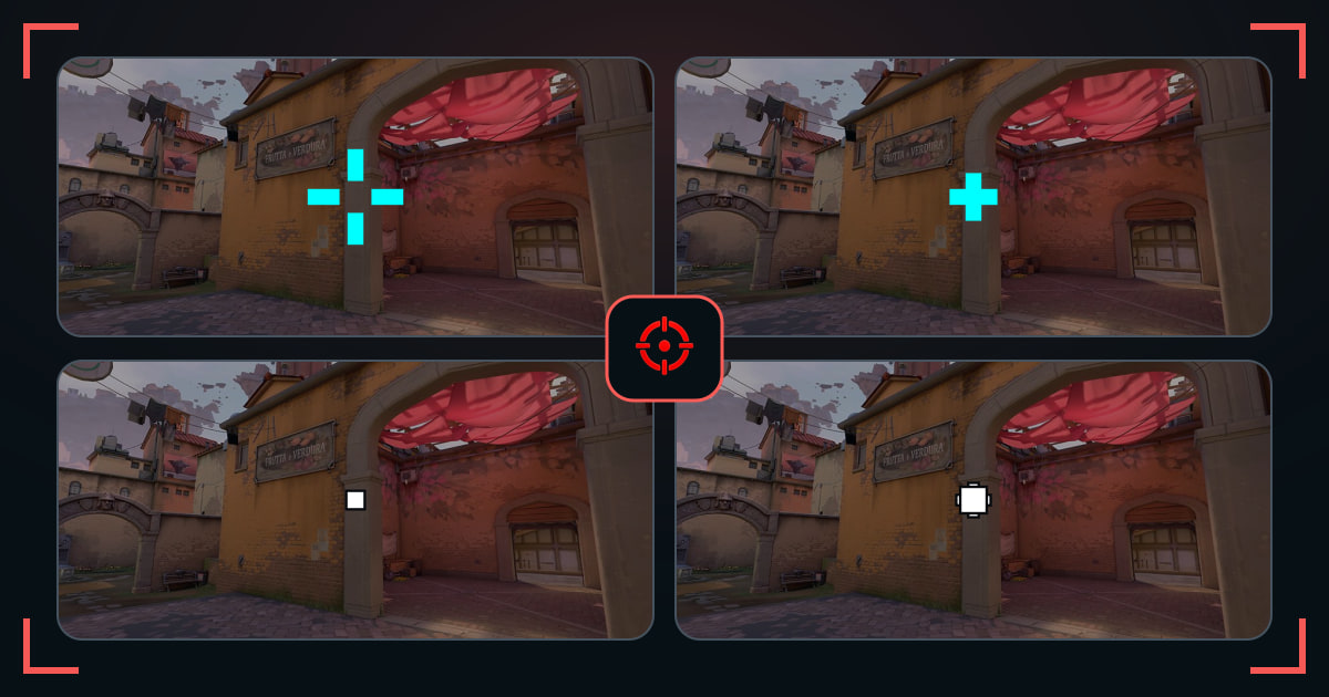 Long-range VALORANT crosshairs shown in VALORANT map previews