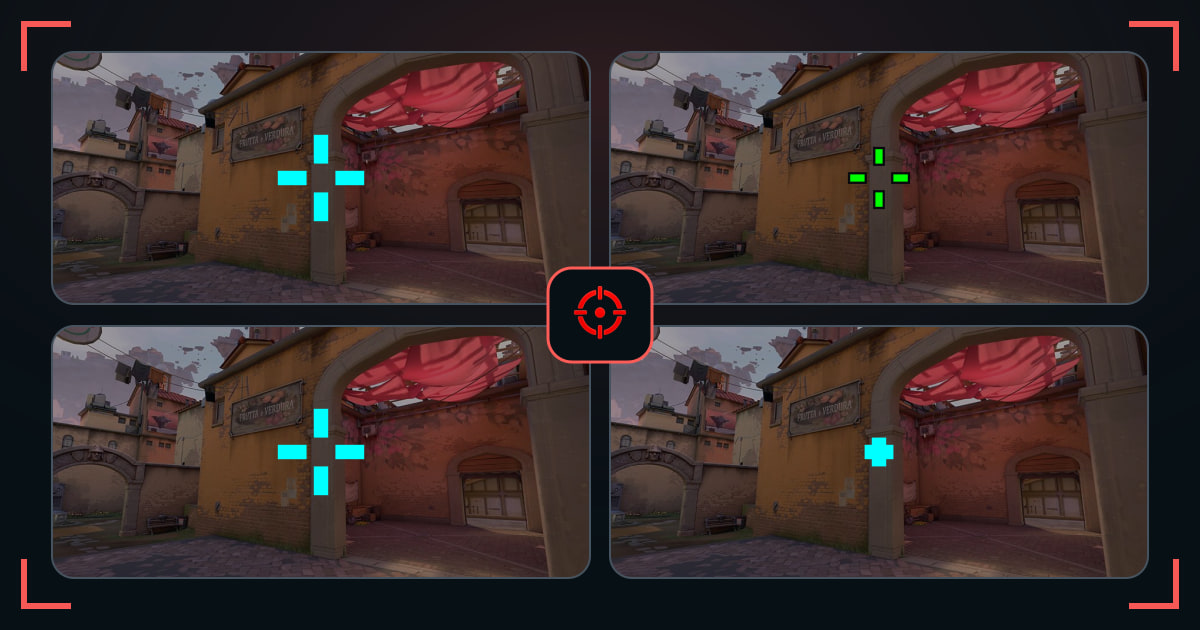 Most visible crosshair codes shown in VALORANT map previews