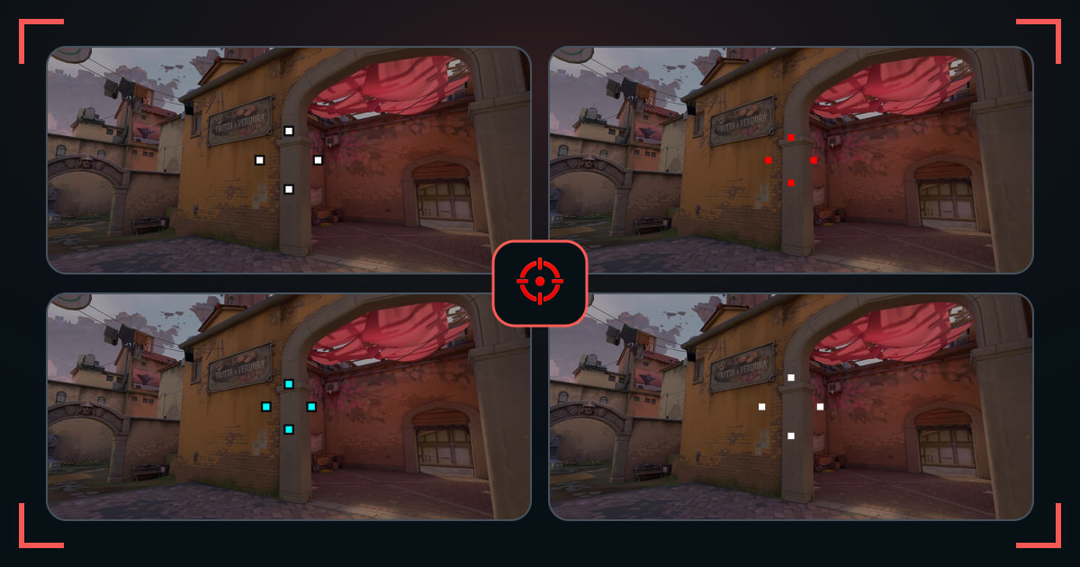 Open-center crosshairs shown in VALORANT map previews